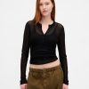 Prześwitujący sweter Henley