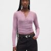 Prześwitujący sweter Henley