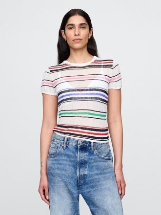 Prześwitujący sweter T-shirt