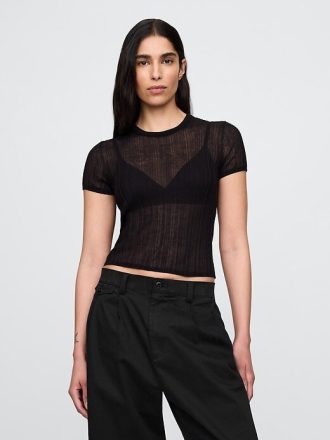 Prześwitujący sweter T-shirt