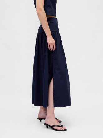 Spódnica maxi z popeliny z obniżoną talią