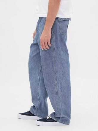 Spodnie baggy z grubego materiału Chambray