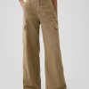 Spodnie cargo baggy khaki ze średnim stanem