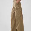 Spodnie cargo baggy khaki ze średnim stanem
