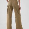 Spodnie cargo baggy khaki ze średnim stanem