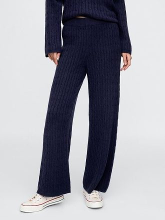 Spodnie swetrowe CashSoft Cable-Knit