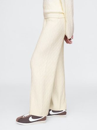 Spodnie swetrowe CashSoft Cable-Knit