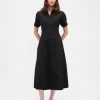 Sukienka koszulowa midi z popeliny z mankietami typu roll-cuff