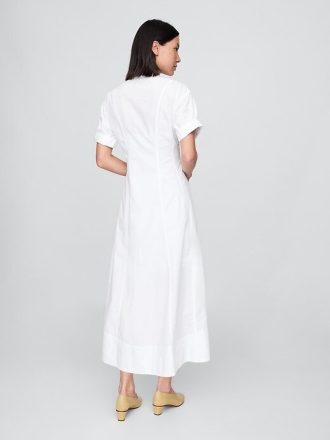 Sukienka koszulowa midi z popeliny z mankietami typu roll-cuff