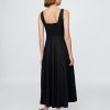Sukienka maxi z mieszanki lnu i kwadratowym dekoltem
