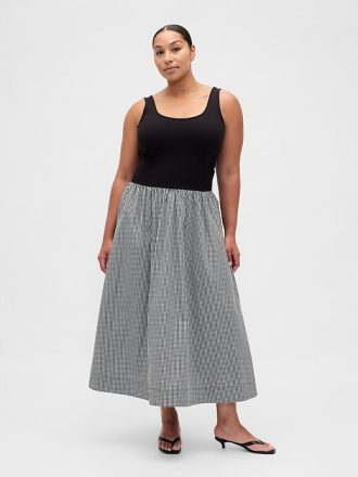 Sukienka maxi z obniżoną talią w stylu mixed media