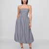 Sukienka midi z popeliny w kratkę gingham