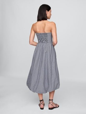 Sukienka midi z popeliny w kratkę gingham