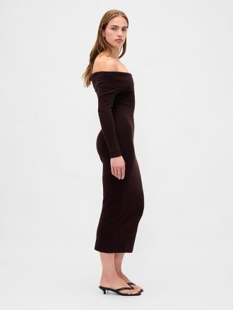 Sukienka sweterkowa CashSoft Stretch Midi z odkrytymi ramionami