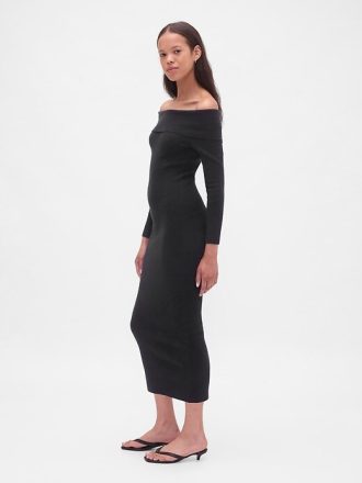 Sukienka sweterkowa CashSoft Stretch Midi z odkrytymi ramionami