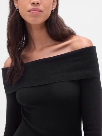Sukienka sweterkowa CashSoft Stretch Midi z odkrytymi ramionami