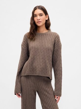 Sweter CashSoft Oversized z warkoczowym splotem