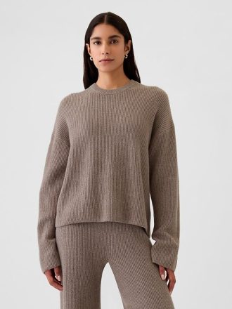 Sweter CashSoft Shaker-Stitch z okrągłym dekoltem