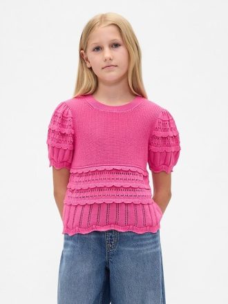 Sweter dziecięcy z muszelką i mieszanym ściegiem