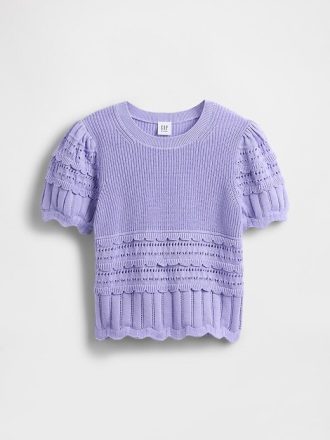 Sweter dziecięcy z muszelką i mieszanym ściegiem