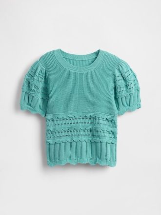Sweter dziecięcy z muszelką i mieszanym ściegiem