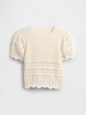 Sweter dziecięcy z muszelką i mieszanym ściegiem