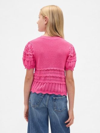 Sweter dziecięcy z muszelką i mieszanym ściegiem