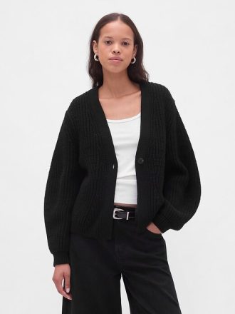 Sweter kardigan z rękawami beczkowymi
