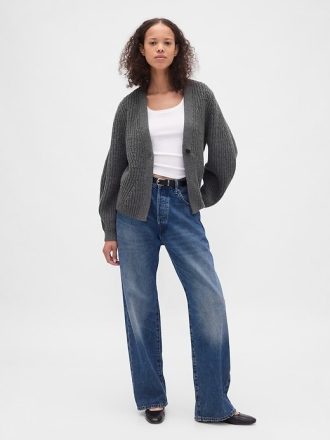 Sweter kardigan z rękawami beczkowymi