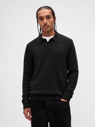 Sweter polo z mieszanki wełny merynosów