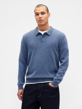 Sweter polo z mieszanki wełny merynosów