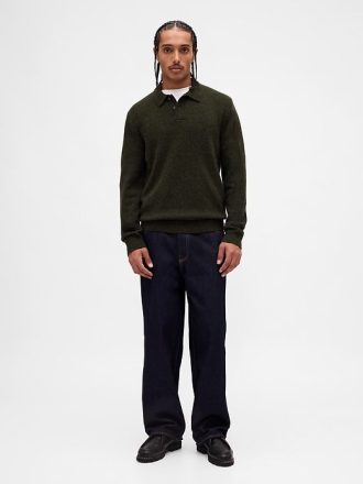Sweter polo z mieszanki wełny merynosów