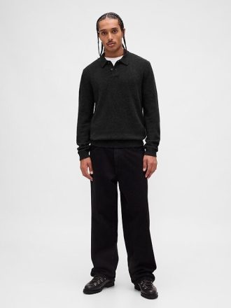 Sweter polo z mieszanki wełny merynosów