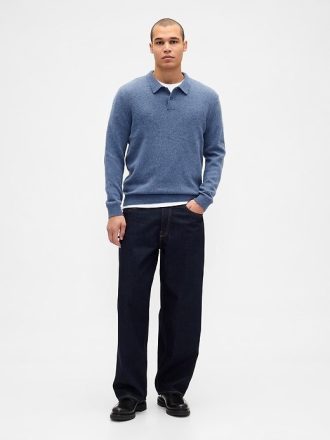 Sweter polo z mieszanki wełny merynosów