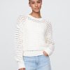 Sweter szydełkowy z okrągłym dekoltem, 100% bawełny