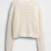 Sweter szydełkowy z okrągłym dekoltem, 100% bawełny