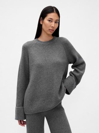 Sweter typu boyfriend CashSoft Shaker-Stitch