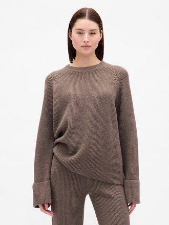 Sweter typu boyfriend CashSoft Shaker-Stitch