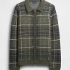 Sweter w kratę szczotkowaną z zamkiem błyskawicznym