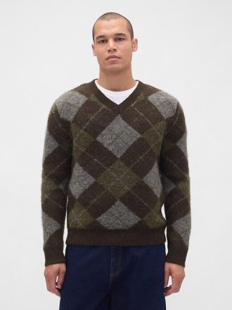 Sweter w romby szczotkowane