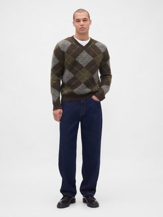 Sweter w romby szczotkowane