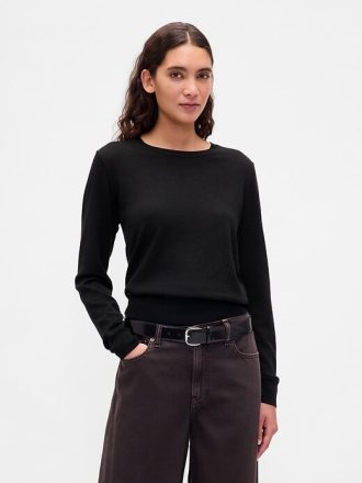 Sweter z okrągłym dekoltem z wełny merynosów