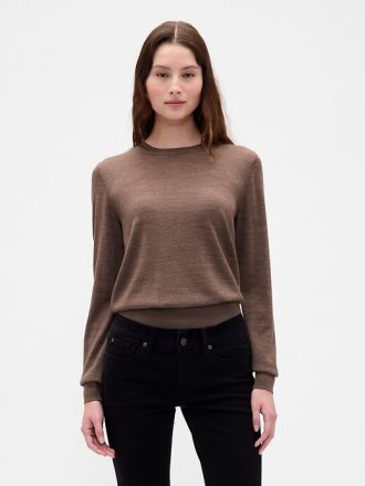 Sweter z okrągłym dekoltem z wełny merynosów
