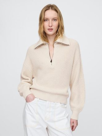 Sweter z zamkiem błyskawicznym do połowy, 100% bawełny