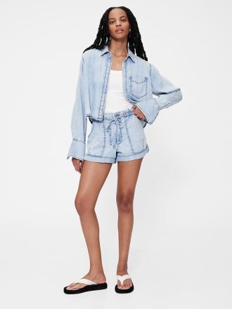 Szorty jeansowe GapStudio High Rise Draped Easy