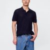 Teksturowany szydełkowy sweter polo