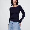 Top sweterkowy Henley Pointelle