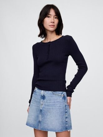 Top sweterkowy Henley Pointelle