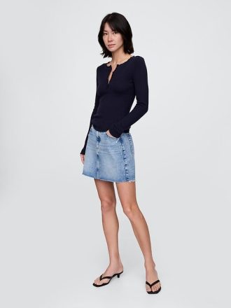 Top sweterkowy Henley Pointelle