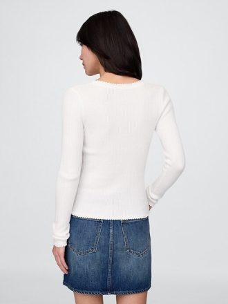Top sweterkowy Henley Pointelle
